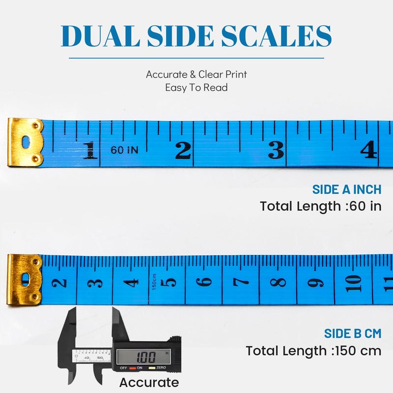 MYGBBKITDEC Tape Measure Body Sewing Measuring Tape Soft Double Scale Fabric Tape Measurement for Sewing Cloth 60-inch, 3 Pack Craft Vinyl Tailor Ruler for Weight Loss (Multicolors) - Image 3